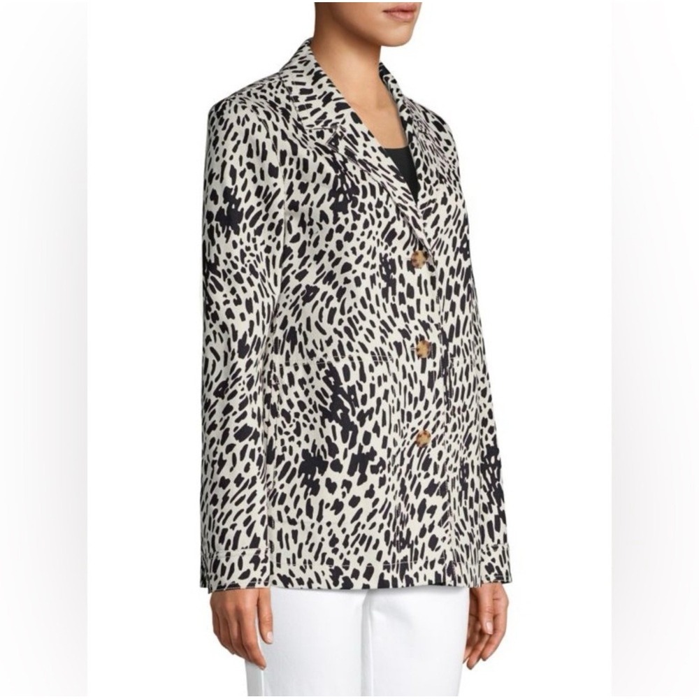 Lafayette 148 New York Coleman Animal Print Blazer Jacket M Dalmation Abstract